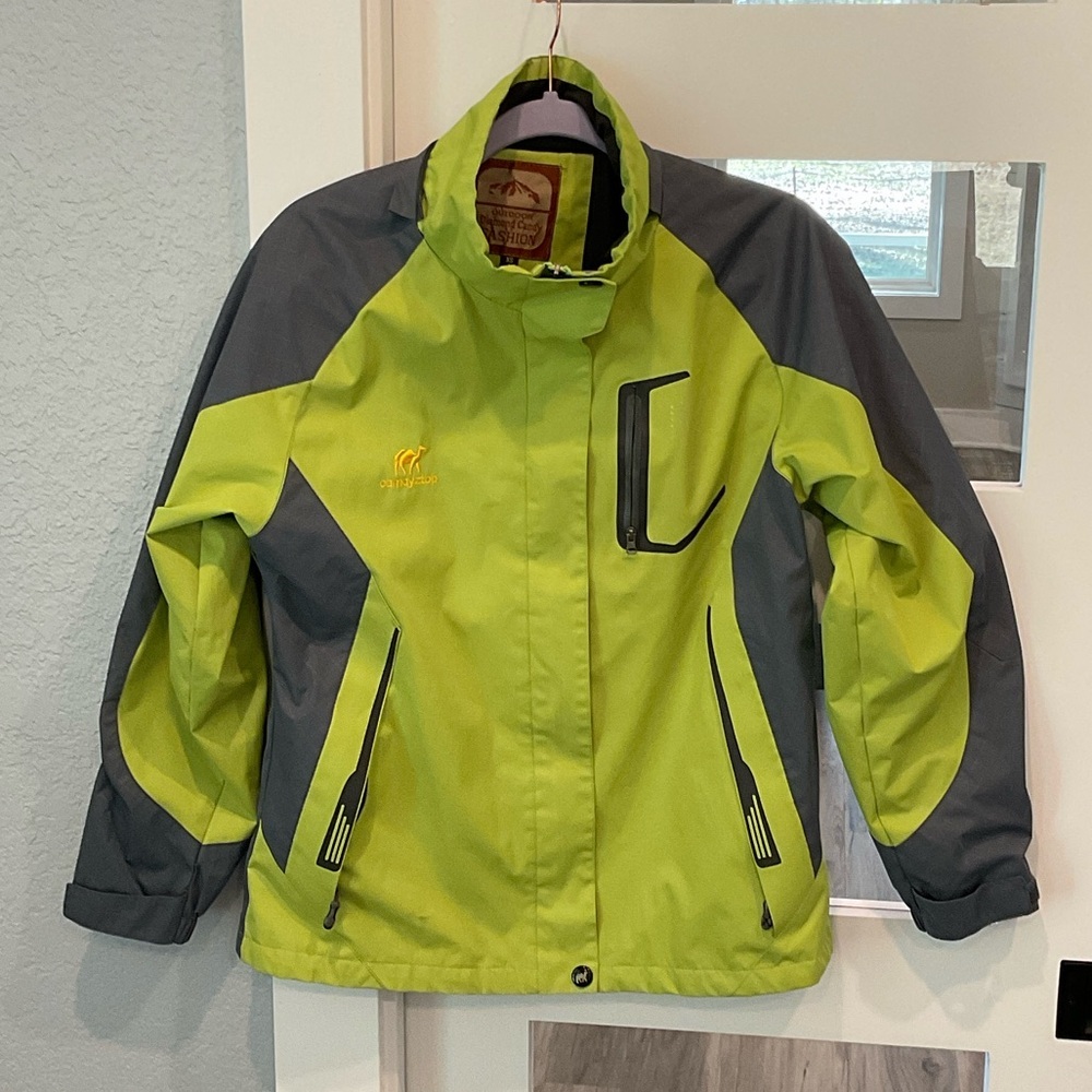 Diamond Supply Co. Neon Green and Charcoal Women’s Raincoat Size XS